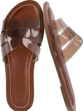 Cushioned Slide Sandals with Translucent Jelly Straps